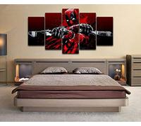 Myrdsio Multi Panel Wall Art 5 Piece Print On Canvas Pictures Deadpool Comic Gun Poster Art Print Images Modern Home Decoration 150×80Cm Wallpaper (Completely Framed)
