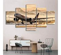 Myrdsio Multi Panel Wall Art 5 Piece Print On Canvas Pictures Fedex Express Plane Departs Airport Art Print Images Modern Home Decoration 150×80Cm Wallpaper (Completely Framed)