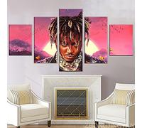 Myrdsio Multi Panel Wall Art 5 Piece Print On Canvas Pictures Legends Never Die Rap Singer Juice Wrld Hip-Hop Art Print Images Modern Home Decoration 150×80Cm Wallpaper (Completely Framed)