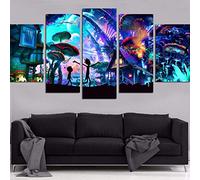 Myrdsio Multi Panel Wall Art 5 Piece Print On Canvas Pictures Rick And Morty Animation Art Print Images Modern Home Decoration 150×80Cm Wallpaper (Completely Framed)