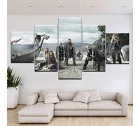 Myrdsio Multi Panel Wall Art 5 Piece Print On Canvas Pictures Tv Series Vikings Poster Art Print Images Modern Home Decoration 150×80Cm Wallpaper (Completely Framed)
