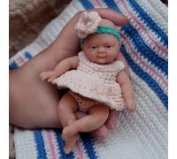 MYREBABY 4.5 Inch Mini Baby Doll Silicone Baby Girl Leah Tiny Silicone Baby Dolls Realistic Baby Dolls Newborn Full Body Stress Relief