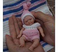 MYREBABY 4.5 Inch Mini Reborn Baby Dolls ，Silicone Baby Girl Dora,Mini Realistic Newborn Baby Dolls Silicone Full Body Stress Relief