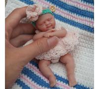 MYREBABY 4.5 Inch Mini Reborn Baby Girl Ellie, Realistic Silicone Mini Doll, Stress Relief for Kids, ADHD, Autism, Elderly, Grieving Mothers