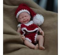 MYREBABY 5 Inch Cute Mini Silicone Body Girl, Full Silicone Lifelike Newborn Baby Doll, Closed Eyes Smiling Baby The Look Real Babies Anti Stress Dolls