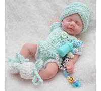 MYREBABY 7" Micro Preemie Full Body Silicone Baby Doll Girl Sarah, Mini Realistic Newborn Baby Dolls Silicone Full Body with Feeding Accessories&Gift Box