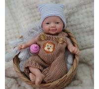 MYREBABY 7" Miniature Boy Reborn Baby Doll - Silicone, Realistic, Poseable, Gift Box, Accessories (Boy)