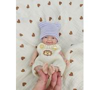 MYREBABY Miniature Full Body Silicone Lifelike Reborn Baby Doll 7 Inch Looks Like Real Mini Newborn Palm Size Realistic Sleeping Boy Baby Doll with Clothes and Feeding Accessories