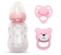 MYREBABY Pink Style Magnetic Pacifier and Bottle Set 2 Piece Reborn Baby Doll Accessories for Kids Gift