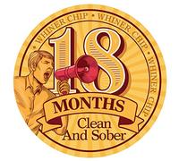 MyRecoveryStore 18 Month AA Chip Alcoholics Anonymous AA Whiner Poker Chip Unique Sobriety Gift 18 Month Clean and Sober Chip