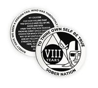 MyRecoveryStore Silver and Black Pirate Alcoholics Anonymous AA Chip w/Coin Capsule AA Yearly Medallion 1-50 Years (Year 10)
