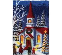 Myriad Choices Christmas Castle Latch Hook Kits for Adults 50X38CM, DIY Latch Hook Rug Kit, Cross Stitch Rug Making Kit, Carpet Making Crochet Kits Embroidery Kits Needlework Crafts for Home Decor