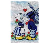 Myriad Choices DIY Latch Hook Rug Kit, 50 X 38 cm, for Home Decor, Unisex, All Seasons, Contemporary Style, Kissing Couple Theme, Acrylic & Polyester Material, Non-Foldable, for Teens & Adults