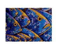 Myriad Choices Latch Hook Kits, DIY Latch Hook Rug Kit, Cross Stitch Rug Making Kit, Carpet Making Crochet Kits Embroidery Kits Needlework Crafts for Home Decor, 50X38CM, Fish