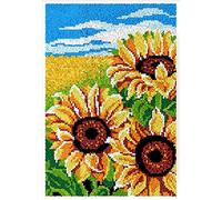 Myriad Choices Latch Hook Rug Kit, DIY Cats Rug Making Kit for Adults Kids, Sunflower, Cross Stitch Kit Carpet Making Cushion Needlework for Beginners, Home Decor, 50x38 cm