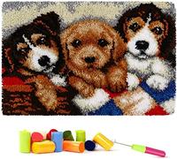 Myriad Choices Latch Hook Rug Kit Puppies 60x40 cm, DIY Latch Hook Rug Making Kit for Adults Kids Embroidery Kits Cross Stitch Kit Carpet Making Kit Needlework DIY Craft Kits for Home Decor