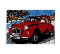 Myriad Choices Latch Hook Rug Making Kit for Kids & Adults - DIY Cross Stitch & Crochet Carpet Making - Embroidery Needlework Crafts for Home Decor - 50x38cm Red Car