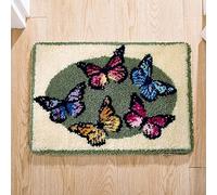 Myriad Choices Myriad Choices Latch Hook Butterfly Rug Kits, Kids Adults Carpet Embroidery Set Beginners Cross Stitch DIY Crochet Needlework Crafts Kits with Yarns, Five Butterflies 20 x15 Inches
