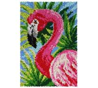 Myriad Choices Pink Flamingo Latch Hook Kits for Adults 50X38CM, DIY Latch Hook Rug Kit, Cross Stitch Rug Making Kit, Carpet Making Crochet Kits Embroidery Kits Needlework Crafts for Home Decor