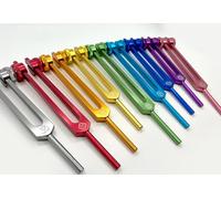 MYRIAD MELODIES 9pc Secret Solfeggio Tuning Fork Set - 528hz, Printed Engrams, Drawstring Pouch and Strikers, Chakra Alignment, Sound Therapy, Biofield Therapy - Multicolor