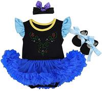 MYRISAM Christmas Costumes for Baby Girls Anna Princess Birthday Bodysuit Romper Tutu Dress w/Headband Shoes Royal Blue 3-6M
