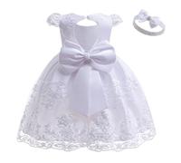 MYRISAM Flower Girls Lace Tutu Dress Baby Kids Christening Baptism Communion Birthday Party Formal Wedding Dresses w/Headwear White 3-6M
