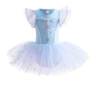MYRISAM Frozen Elsa Princess for Girls Ballet Dance Tutu Skirted Ballerina Dress Birthday Fancy Party Halloween Costumes Blue 4-5T