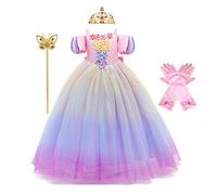 MYRISAM Girls Aurora Princess Dress Sleeping the Beauty Halloween Costume Rainbow Birthday Christmas Party Fancy Outfits w/Accessories 4-5T