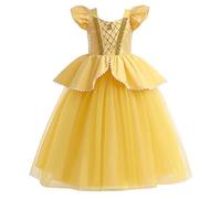 MYRISAM Girls Belle Princess Costume Beauty and The Beast Flower Dress Carnival Halloween Cosplay Christmas Birthday Party Ball Gown 3-4T