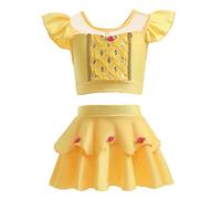 MYRISAM Girls Belle Princess Two Piece Tankini Swimsuits Cosplay Party Bathing Suits Ruffles Beach Surf Swimming Swimwear Bikini Set 6-7T