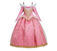 MYRISAM Girls Fancy Aurora Princess Sleeping Beauty Lace Dress Halloween Costume Birthday Cosplay Party Dress Up Outfit 5-6T