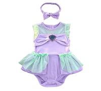 MYRISAM Halloween Costumes for Baby Toddler Girls The Little Mermaid Princess Birthday Bodysuit Romper Tutu Dress w/Headband 12-18M