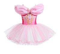 MYRISAM Princess Leotards for Girls Ballet Dance Tutu Skirted Ballerina Dress Birthday Fancy Party Halloween Costumes Pink 5-6T
