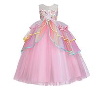 MYRISAM Unicorn Costume Princess Birthday Pageant Party Halloween Cosplay Christmas Long Tulle Fancy Dress Up Ball Gown Pink 9-10T