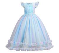 MYRISAM Unicorn Costume Princess Birthday Pageant Party Halloween Cosplay Christmas Long Tulle Fancy Dress Ball Gown Rainbow Blue 10-11T