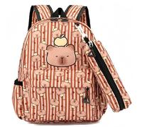 MyrkalaToy Capybara Backpack Set with Pencil Case, Cute School Bag for Kids Girls Boys, Lightweight Water Resistant Rucksack for Primary School, Travel, Gifts