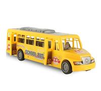 MyrkalaToy Mini Yellow School Bus Toy - Double door, Inertia Driven School Bus Toy for Boys Realistic Vintage Model B-us for Interactive Play and Transport Plastic S-chool B-us