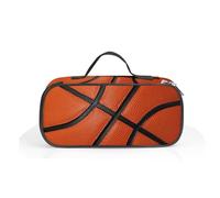 MyrkalaToy Rugby Ball Design Pencil Case with Handle - Large Capacity Zippered Pen Pouch for School, Office Travel Supplies, I-Deal G-ift for Students, Boys Girls, 24x11x6cm (Orange)