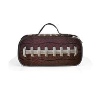 MyrkalaToy Rugby Ball Design Pencil Case with Handle - Large Capacity Zippered Pen Pouch for School, Office Travel Supplies, I-Deal G-ift for Students, Boys Girls, 24x11x6cm