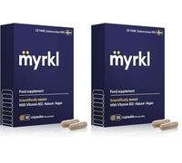 Myrkl, Unique Formula Helps Reduce Tiredness and Fatigue | Probiotics, L Cysteine, and Vitamin B12 Helps with Morning Energy | Food Supplement, Natural, Vegan, 30 Capsules (Pack of 2)