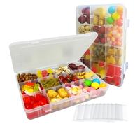 MYRLOFT 2 Pack Snack Box with Compartments, 12 Grids Snack Box with Adjustable Dividers for Beads, Jewellery, Crafts, Snacks, Fishing Tackle and Small Items