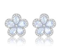 Myrnaist Flower Earrings for Women Dangle Silver Bow Earrings Hypoallergenic Cubic Zirconia Daisy Delicate Jewelry for Mom Wife Friends Normal Stainless Steel No Stone