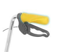 MyRollerSleeve ergonomic/anatomic handles for walker/rollator and wheelchair. Prevents painful hands with gel cushion. Customizable button with picture. Yellow