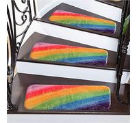 MyrRhe Carpet Stair Treads, Non-Slip Rainbow Color Pattern Stair Carpet Stair Mat Floor Mat Protection Cover Step Staircase Indoor Stair Runners for Wooden Steps 70X22cm,1PCS