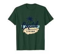 Myrtle Beach Coastal Living Palm Tree Beach Vacation T-Shirt, Men, Dark Green, XX-Large