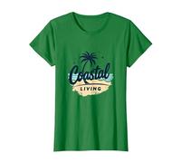 Myrtle Beach Coastal Living Palm Tree Beach Vacation T-Shirt, Women, Kelly Green, 3X-Large