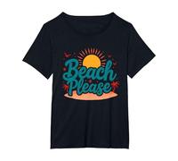 Myrtle Beach Please Vacation Summer Fun Coastal Art T-Shirt, Women's Plus, Black, 4X