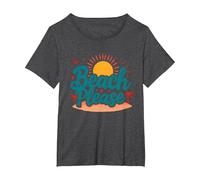 Myrtle Beach Please Vacation Summer Fun Coastal Art T-Shirt, Women's Plus, Dark Heather Grey, 2X