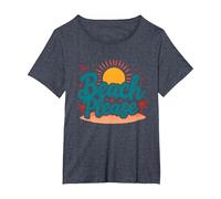Myrtle Beach Please Vacation Summer Fun Coastal Art T-Shirt, Women's Plus, Heather Blue, 6X