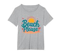 Myrtle Beach Please Vacation Summer Fun Coastal Art T-Shirt, Women's Plus, Heather Grey, 4X